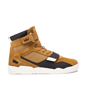 Supra Mens BREAKER Tan/Black/bone High Top Shoes | CA-92872